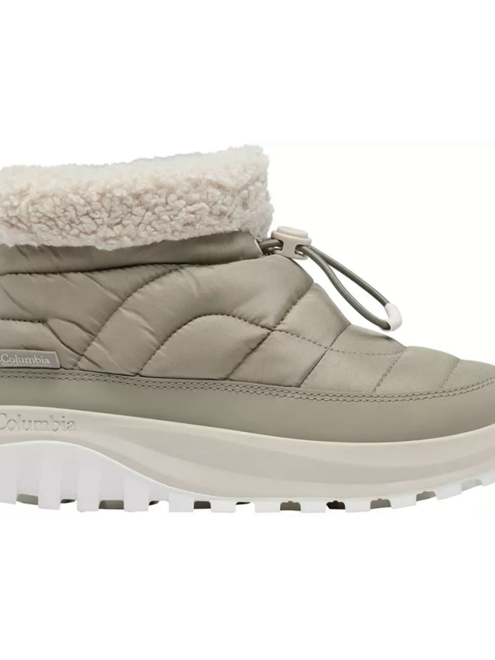 Columbia Women's Light Grey/Green Quilted Shearling-Trim Winter Boot